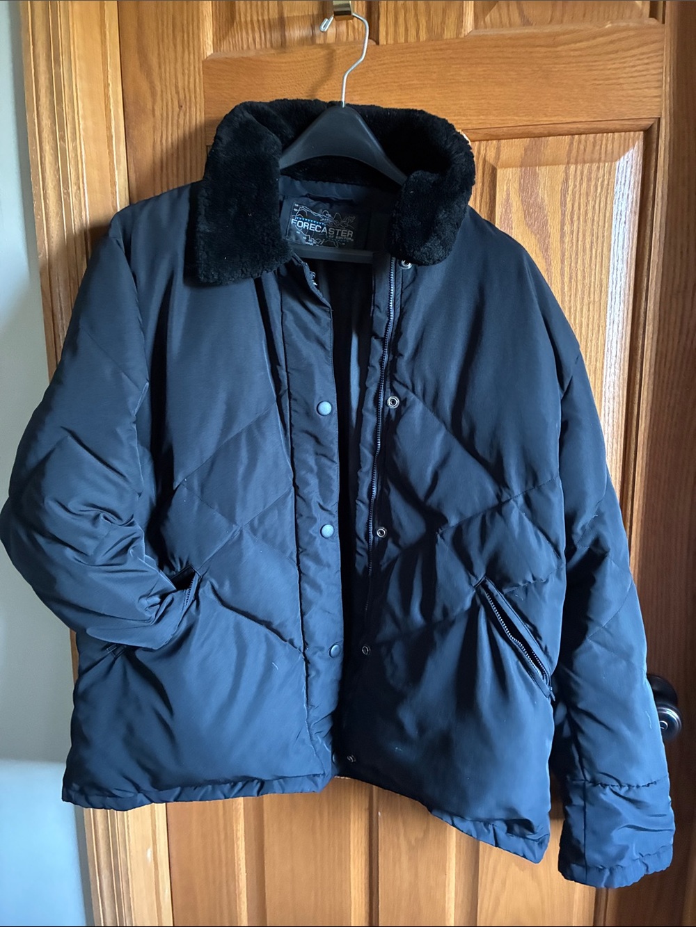 Forecastor Women's Black Quilted Puffer Jacket with Faux Fur Collar